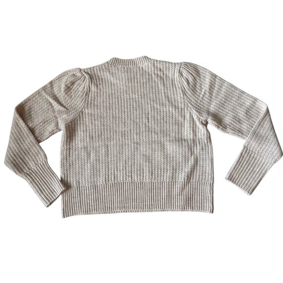 Elodie Women’s Crew Neck Knit Pullover Cream Crop Sweater NWT Cozy size Small - Picture 2 of 8